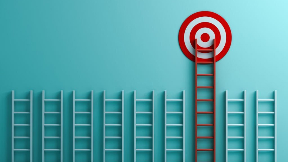 Long red ladder to goal that targets the business