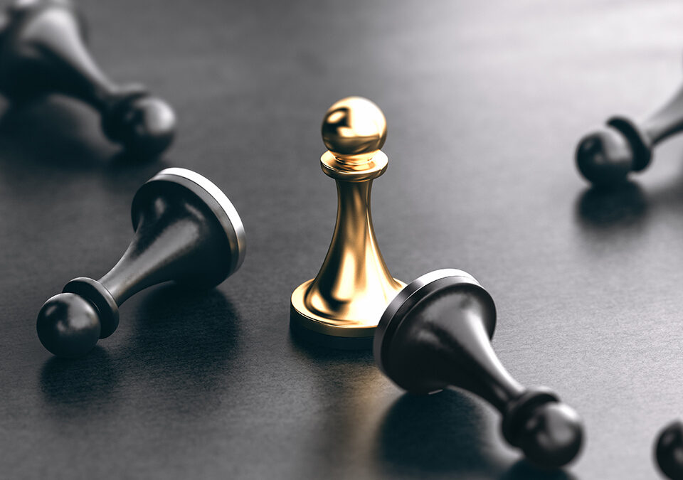 Winning digital marketing strategy concept with chess pieces