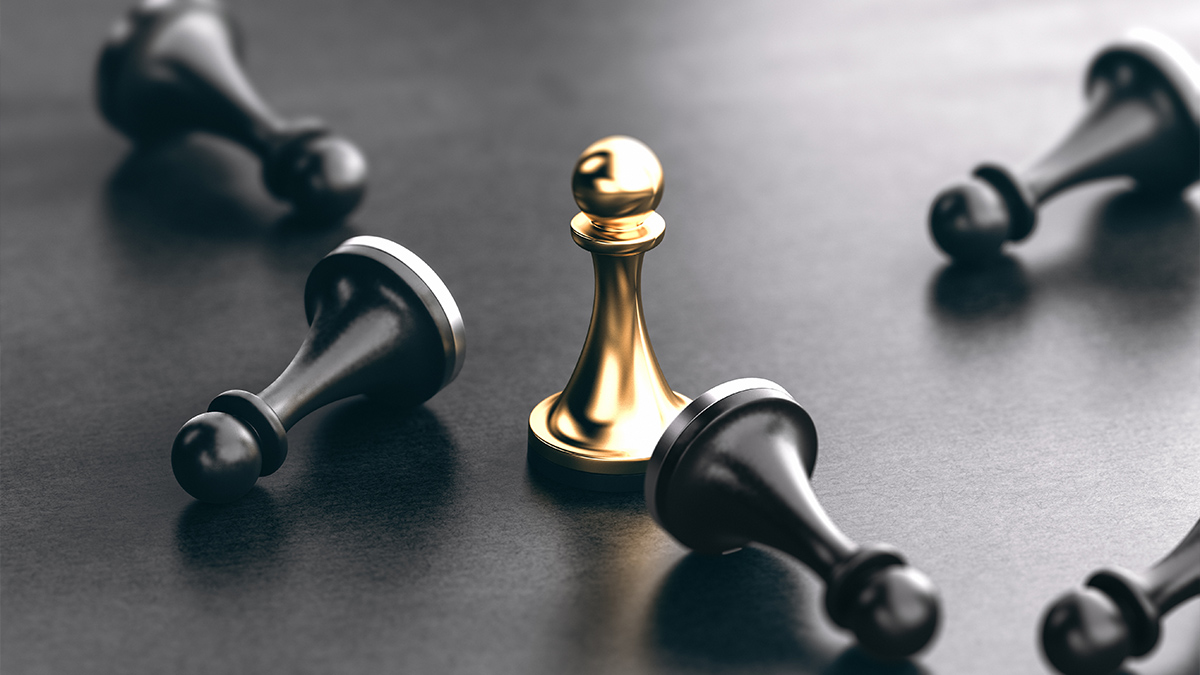 Winning digital marketing strategy concept with chess pieces