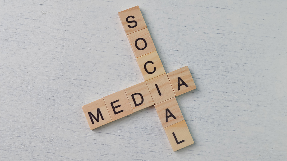 Square letters with text social media