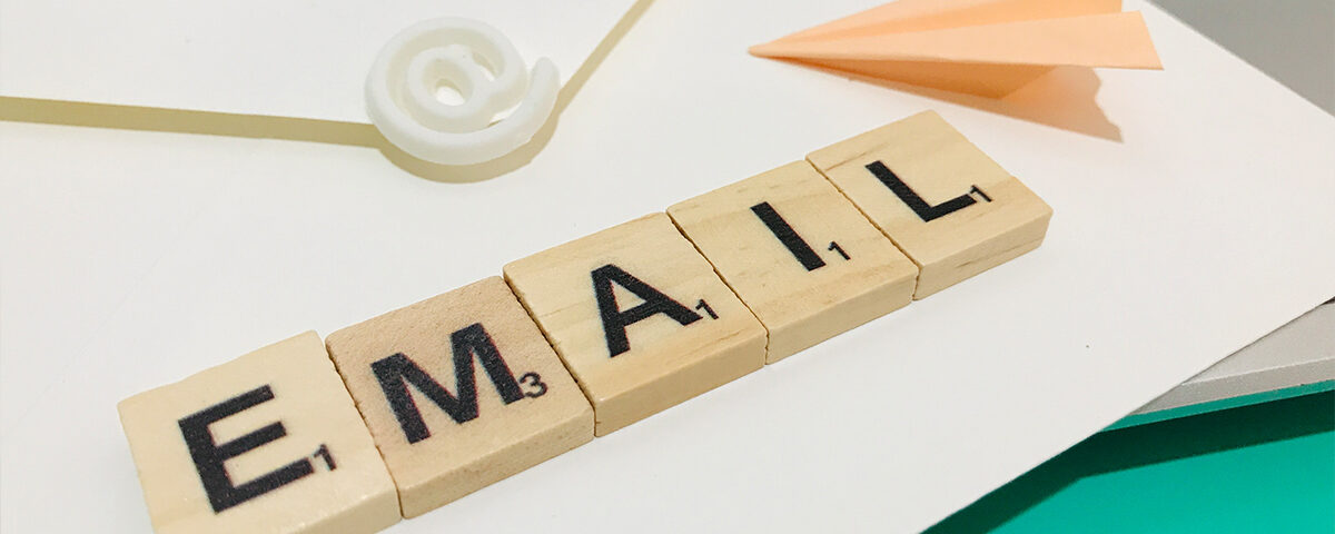 Email word written on wooden pieces