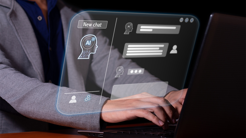 A man chats with an artificial intelligence chat bot
