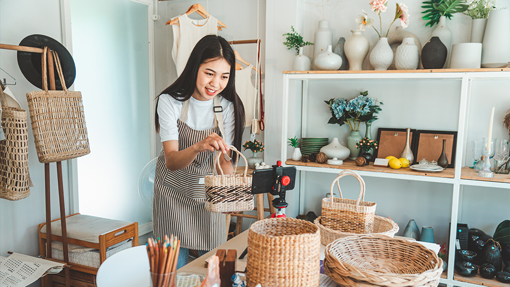 Small business owner is live streaming sell products