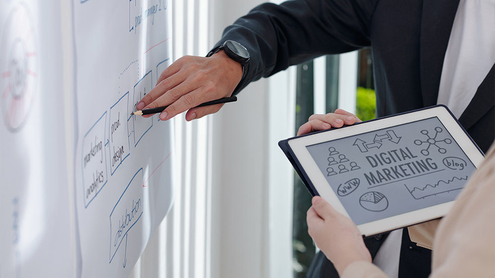 Team creating digital marketing strategy