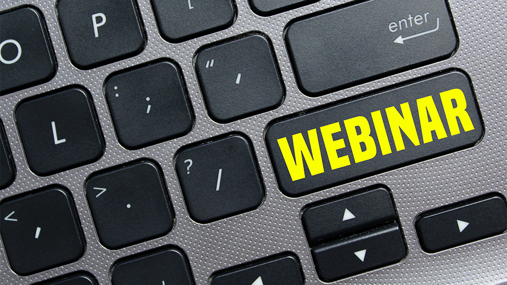 Webinar on a computer keyboard