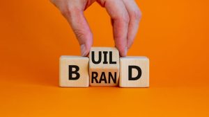 Build your brand symbol on wooden cubes
